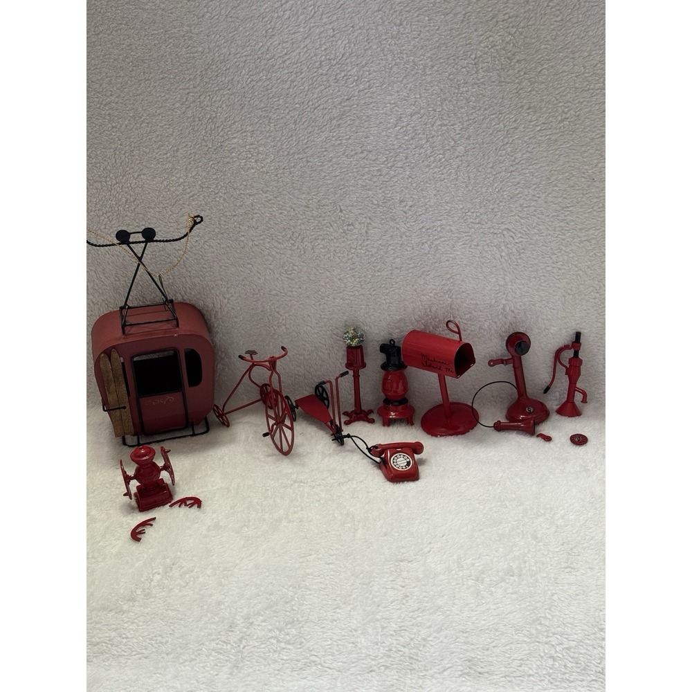 Vintage Midwest Taiwan Red‎ Metal Miniatures Lot 10 Gondola Trike Gumball Phone